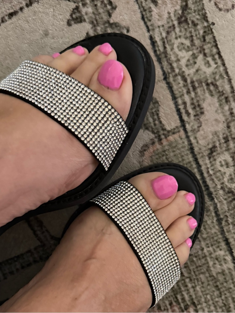 Zodiac black suede and leather sandals with sparkly silver